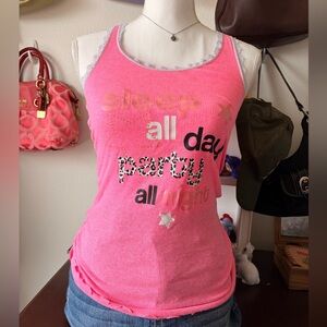 Pink Graphic Tank Top Vintage No Boundaries Y2K